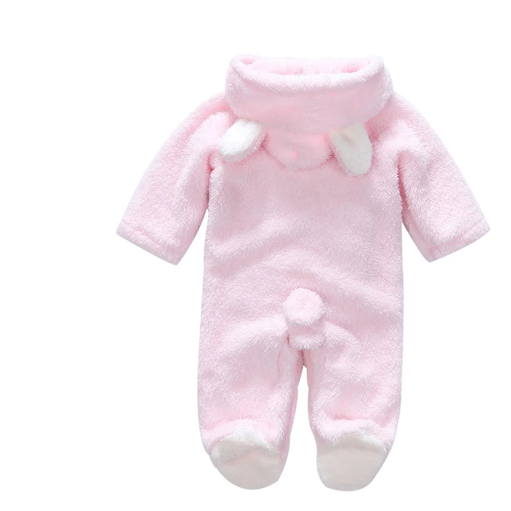 0-12Months Winter Baby Rompers Long Sleeve Hooded Jumpsuit Infant Toddler Clothes Playsuit Outfit