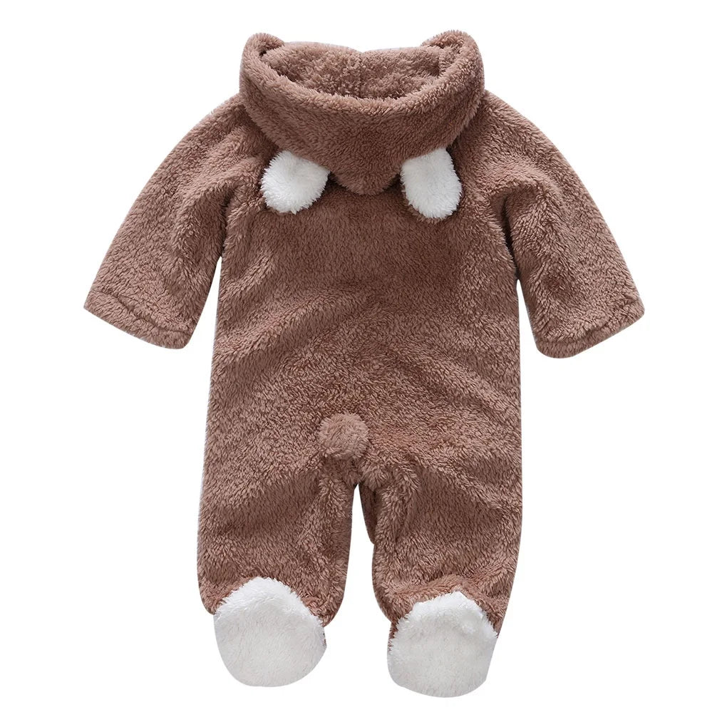 0-12Months Winter Baby Rompers Long Sleeve Hooded Jumpsuit Infant Toddler Clothes Playsuit Outfit