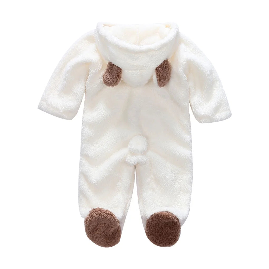 0-12Months Winter Baby Rompers Long Sleeve Hooded Jumpsuit Infant Toddler Clothes Playsuit Outfit