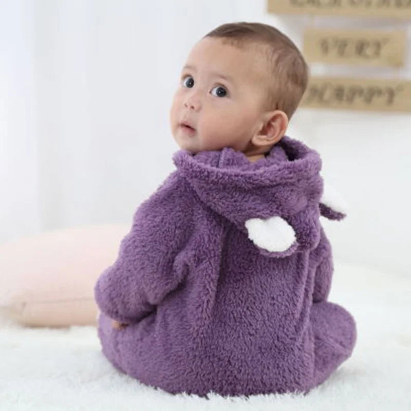 0-12Months Winter Baby Rompers Long Sleeve Hooded Jumpsuit Infant Toddler Clothes Playsuit Outfit