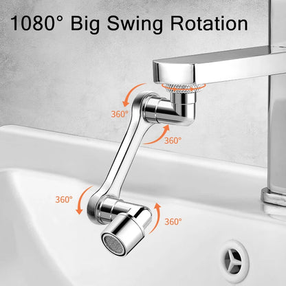 1080° Universal Rotation Faucet Washbasin Robot Arm Tap Dual Mode Sprayer Head Bathroom Sink Splash-proof Swivel Faucet