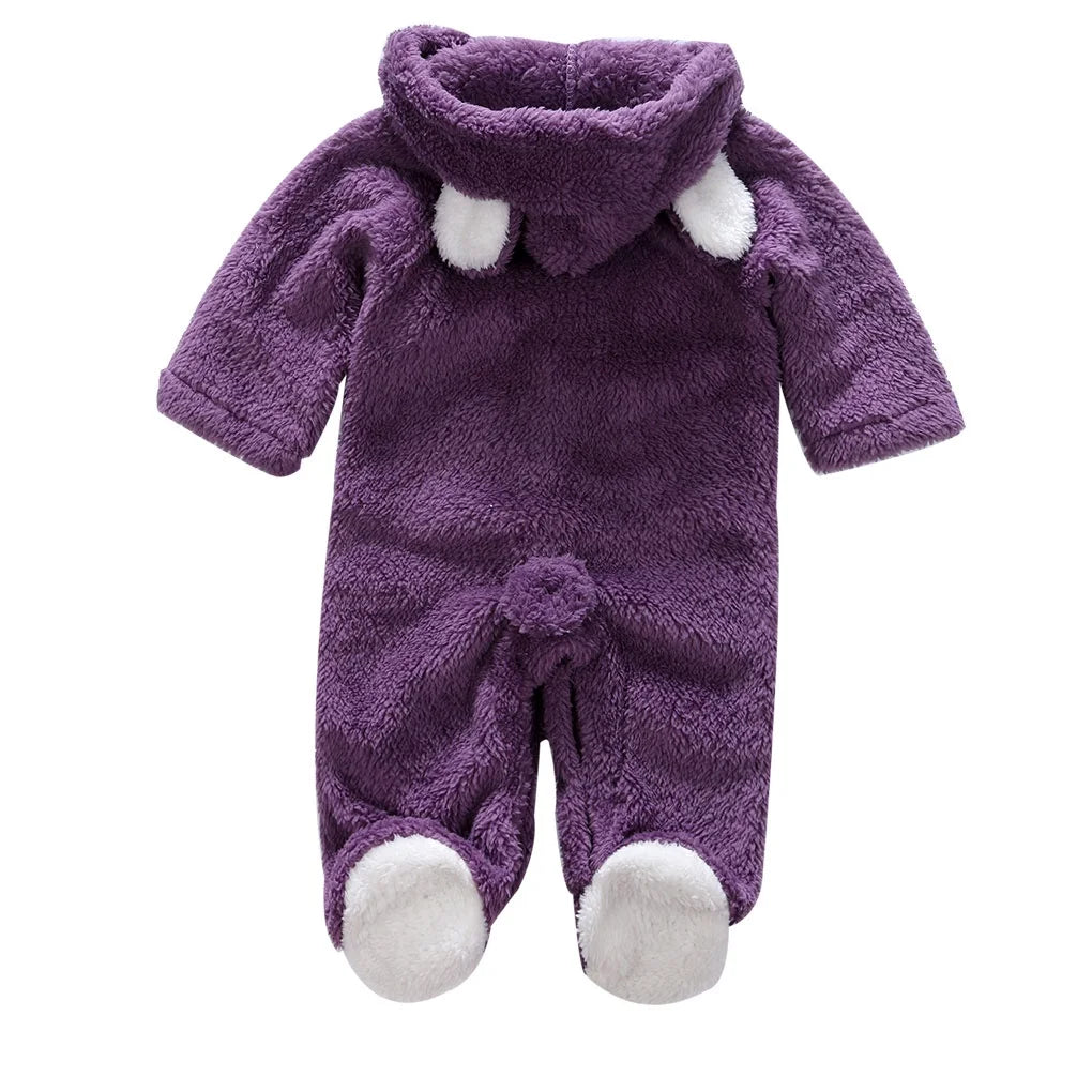 0-12Months Winter Baby Rompers Long Sleeve Hooded Jumpsuit Infant Toddler Clothes Playsuit Outfit