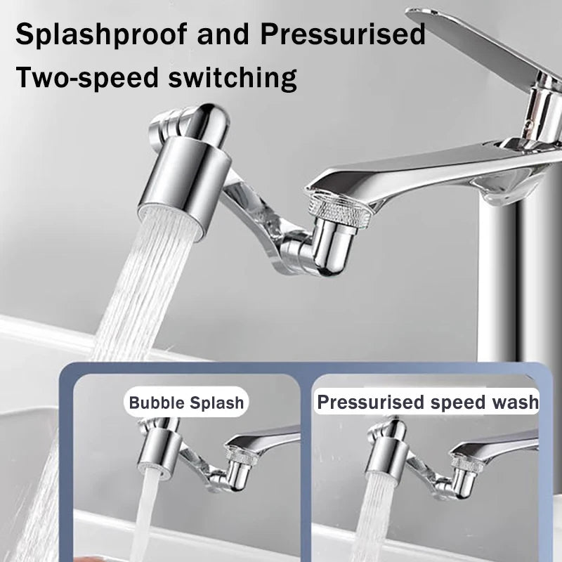 1080° Universal Rotation Faucet Washbasin Robot Arm Tap Dual Mode Sprayer Head Bathroom Sink Splash-proof Swivel Faucet